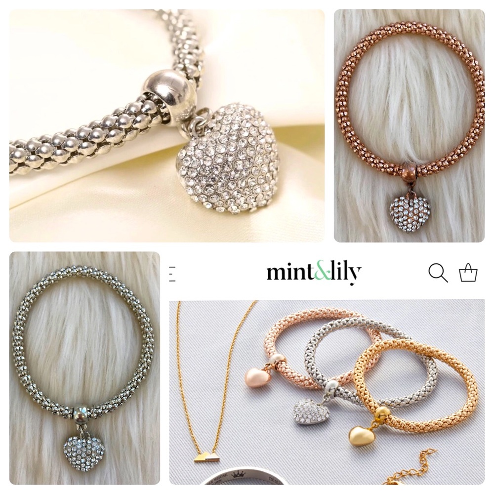 💝NWOT Mint & Lily Rhinestone Heart Bracelet